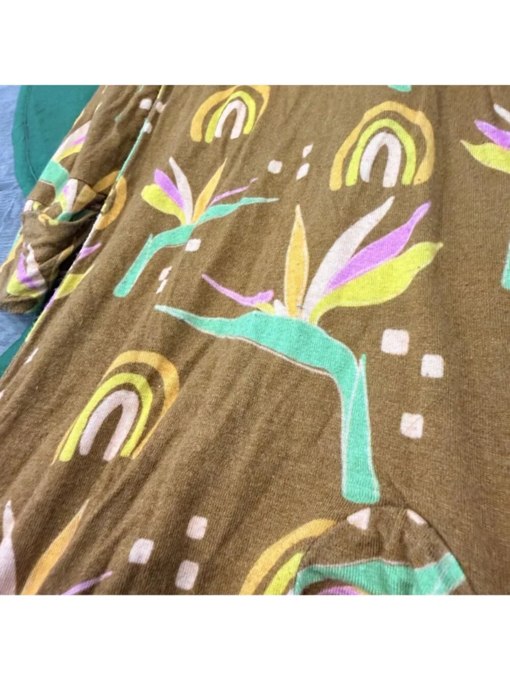 Elli-O Hawaii Bamboo Toddler 2T Brown Bird of Paradise Convertible Coverall